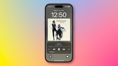 Pełnoekranowa animowana grafika Apple Music na ekranie blokady w iOS 26